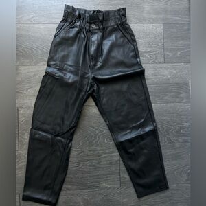 Black Faux Leather High-Waisted Pants